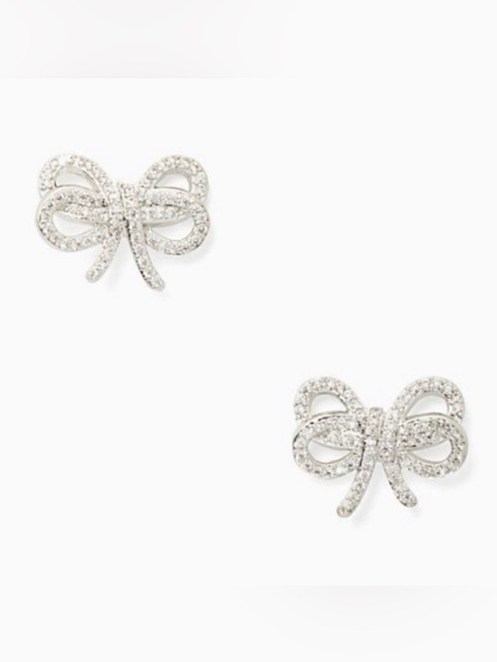 KATE SPADE ♠️ New York 🎀 BOW MEETS GIRL 🎀 SILVER CZ STUD EARRINGS 🌟NWT🌟